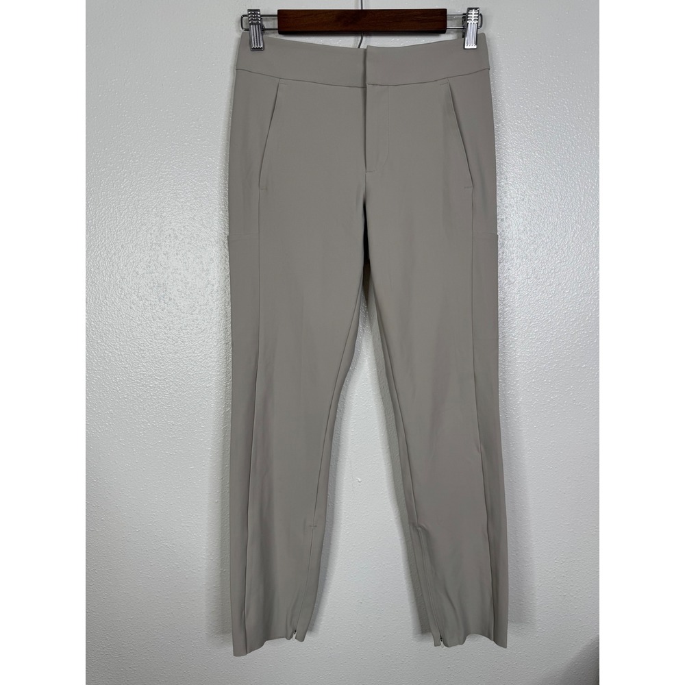Athleta Stellar Trouser Womens 0 Beige Tan Travel Work Ankle Zip Pants 351310